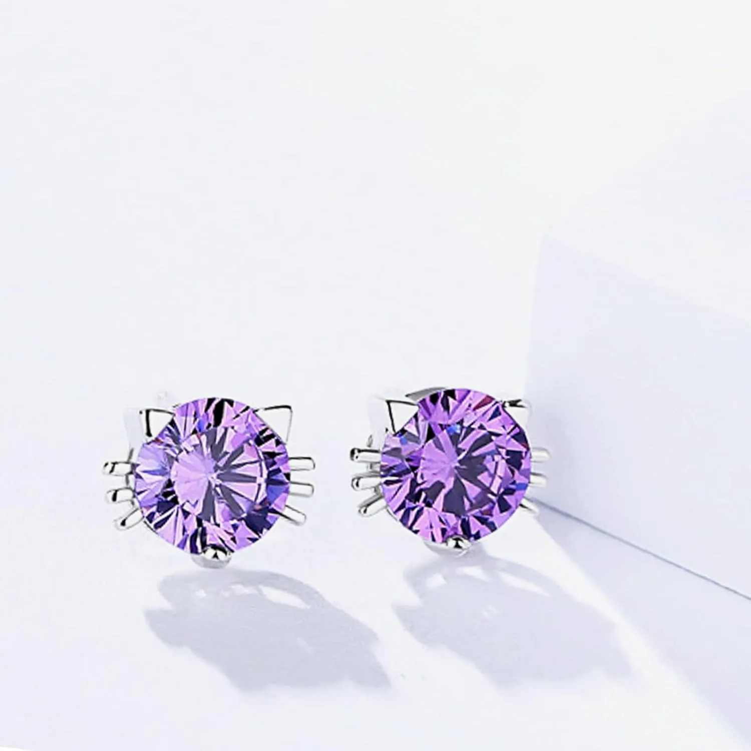 BG&WLing Cat Stud Earrings Sterling Silver Hypoallergenic Tiny Stud Earrings Cute Animal Earring Studs for Women