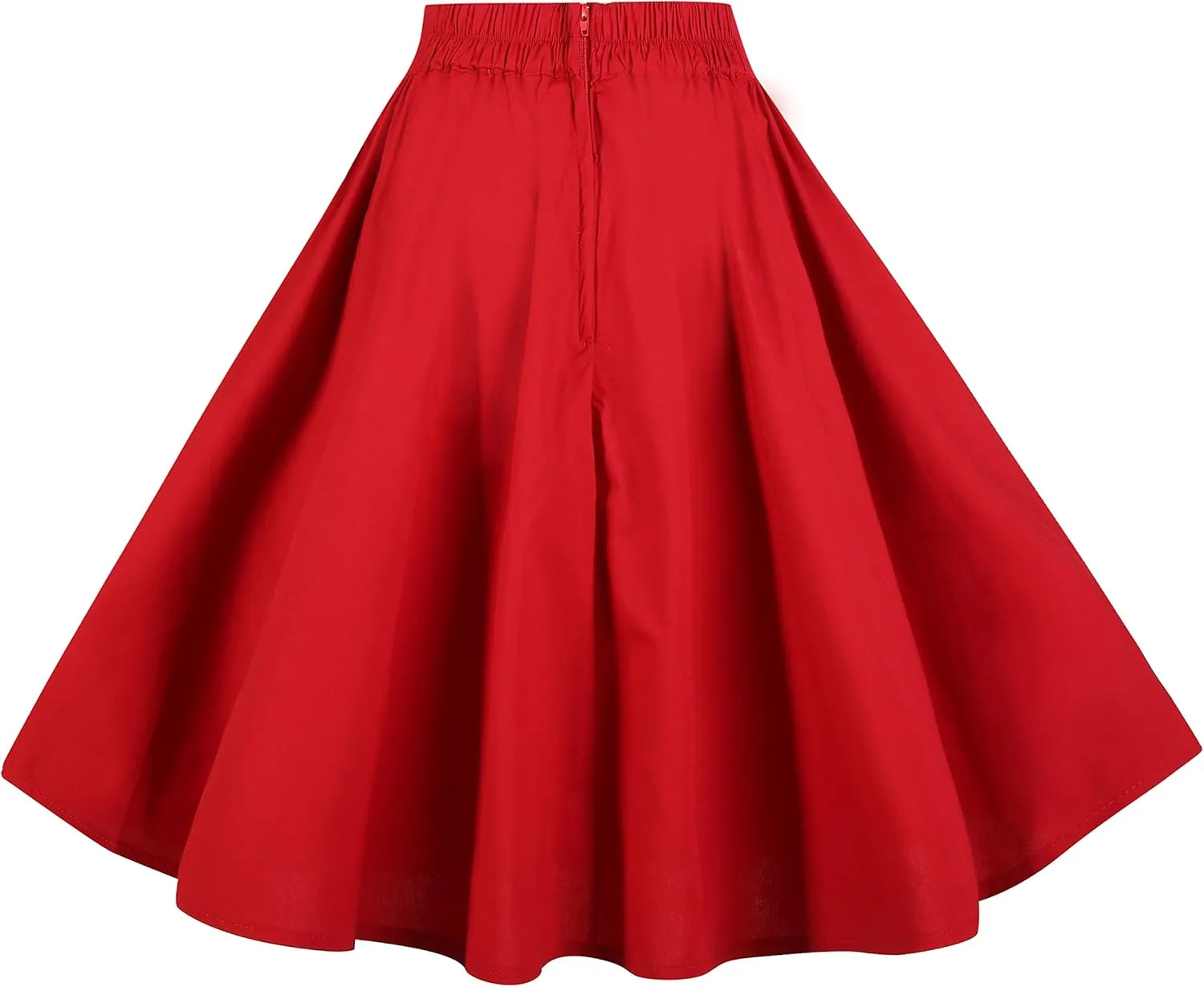 BI.TENCON Women Vintage Skirt Smock Waist Rockabilly Swing Casual Party Skirts