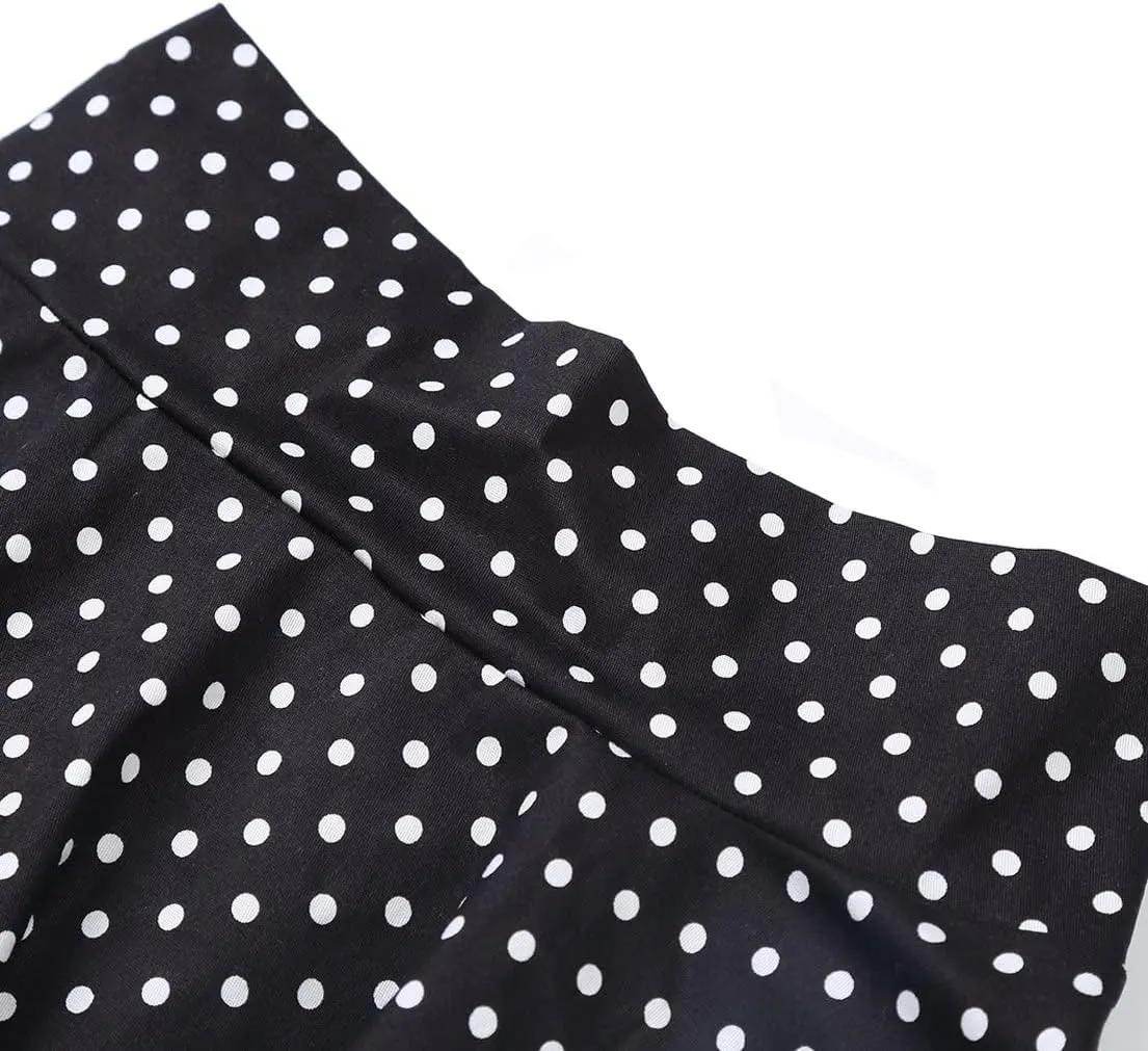 BI.TENCON Women Vintage Skirt Smock Waist Rockabilly Swing Casual Party Skirts