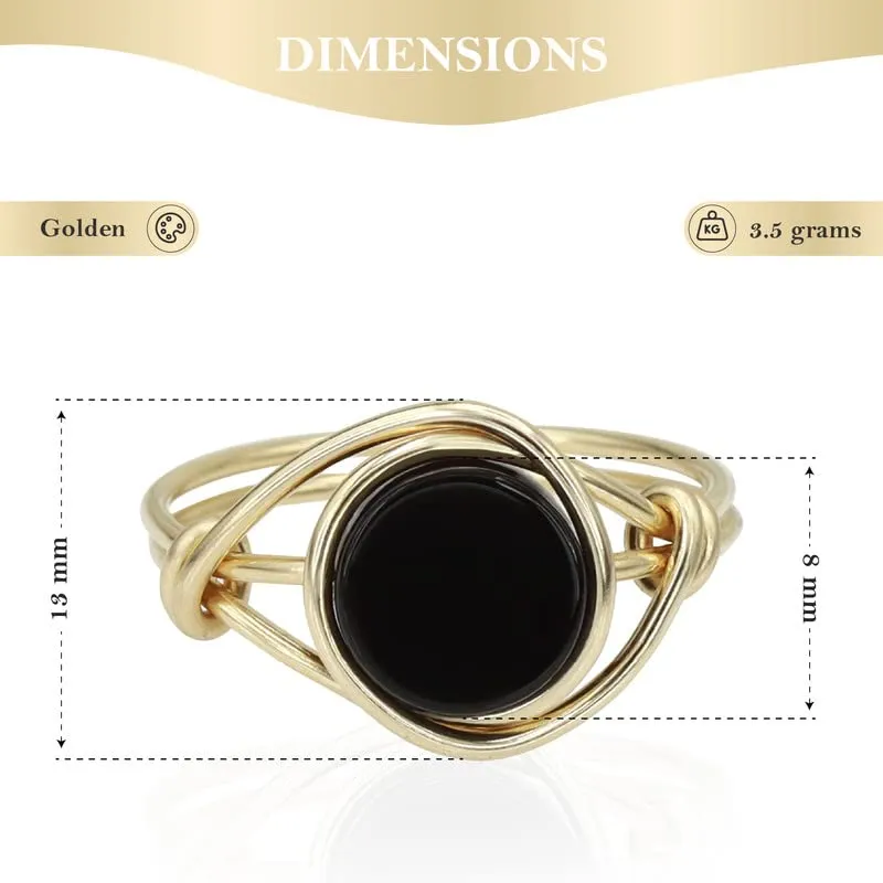 Black Onyx Ring for Women - Unique Handmade Gold Filled Emphasizing the Stylish and Versatile Natural - Comfortable and Stylish Gemstone Ring 925 for birthdays and anniversaries (9)