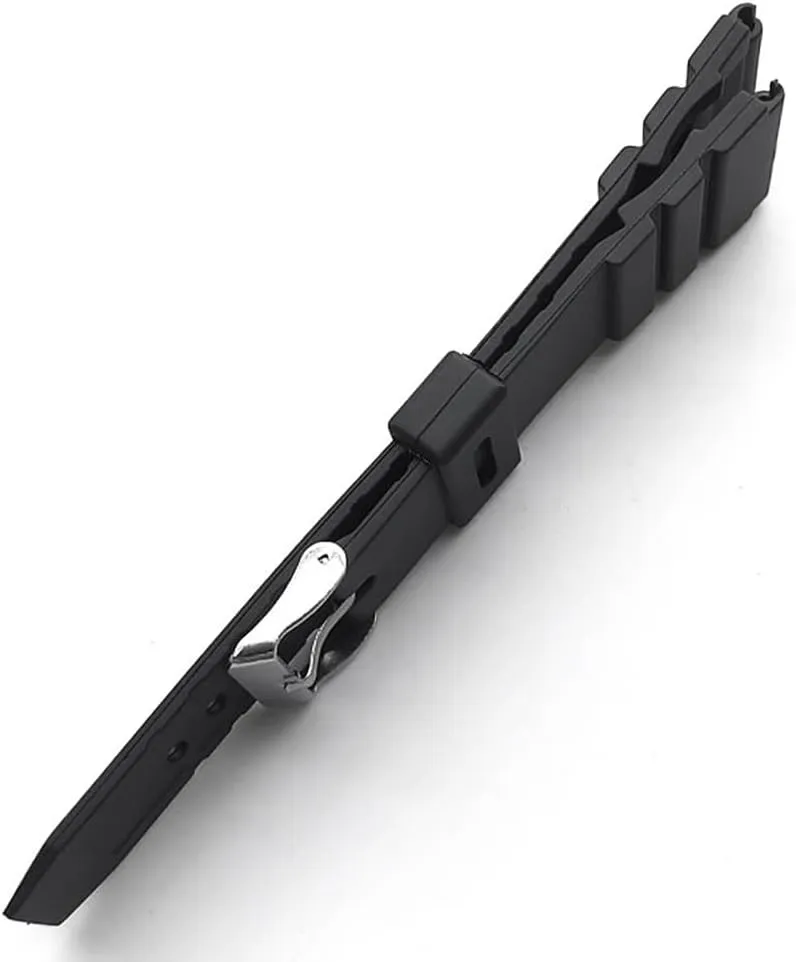 Black Silicone Rubber Replacement Divers Watch Band Strap 18mm 20mm 22mm for men (18mm, Black-B)