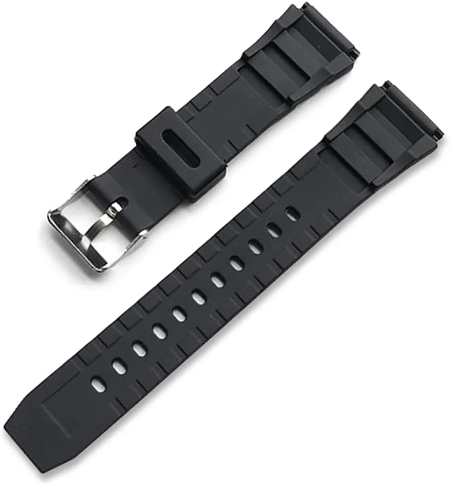 Black Silicone Rubber Replacement Divers Watch Band Strap 18mm 20mm 22mm for men (18mm, Black-B)
