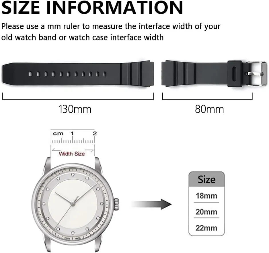Black Silicone Rubber Replacement Divers Watch Band Strap 18mm 20mm 22mm for men (18mm, Black-B)