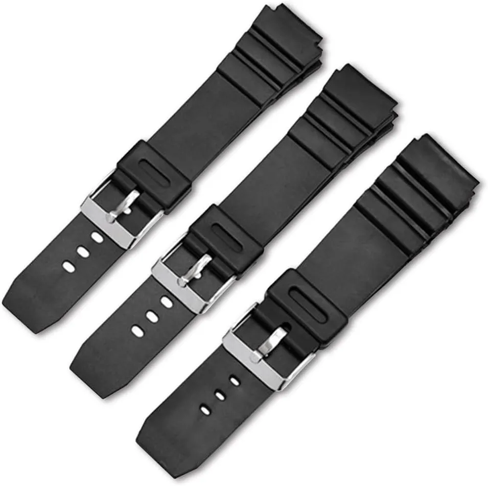 Black Silicone Rubber Replacement Divers Watch Band Strap 18mm 20mm 22mm for men (18mm, Black-B)