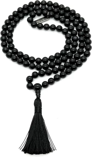 Black Tourmaline Mala Necklace - Protection & Inner Peace - Scorpio Birthstone & Root Chakra