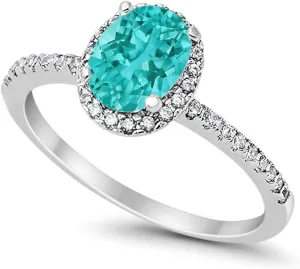 Blue Apple Co. Minimalist 10mm Oval Halo Cubic Zirconia Vintage Style Solitaire Statement Wedding Engagement Rings For Women 925 Sterling Silver Gifts For Her