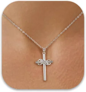 BMMYE Silver Cross Necklaces for Women 925 Sterling Silver Adjustable Cross Necklace 14k Gold Cross Necklaces for Women