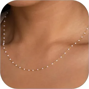 Boho Beaded Choker Necklaces for Women Trendy Gold Chain Necklace Dainty Gold Necklace Cute Rainbow Necklaces for Women