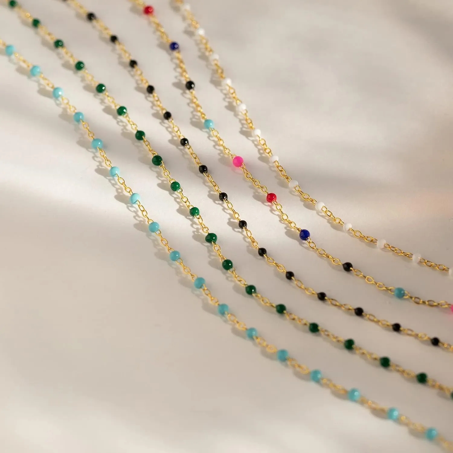 Boho Beaded Choker Necklaces for Women Trendy Gold Chain Necklace Dainty Gold Necklace Cute Rainbow Necklaces for Women