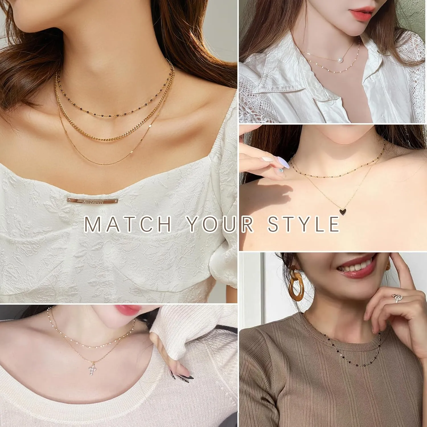 Boho Beaded Choker Necklaces for Women Trendy Gold Chain Necklace Dainty Gold Necklace Cute Rainbow Necklaces for Women
