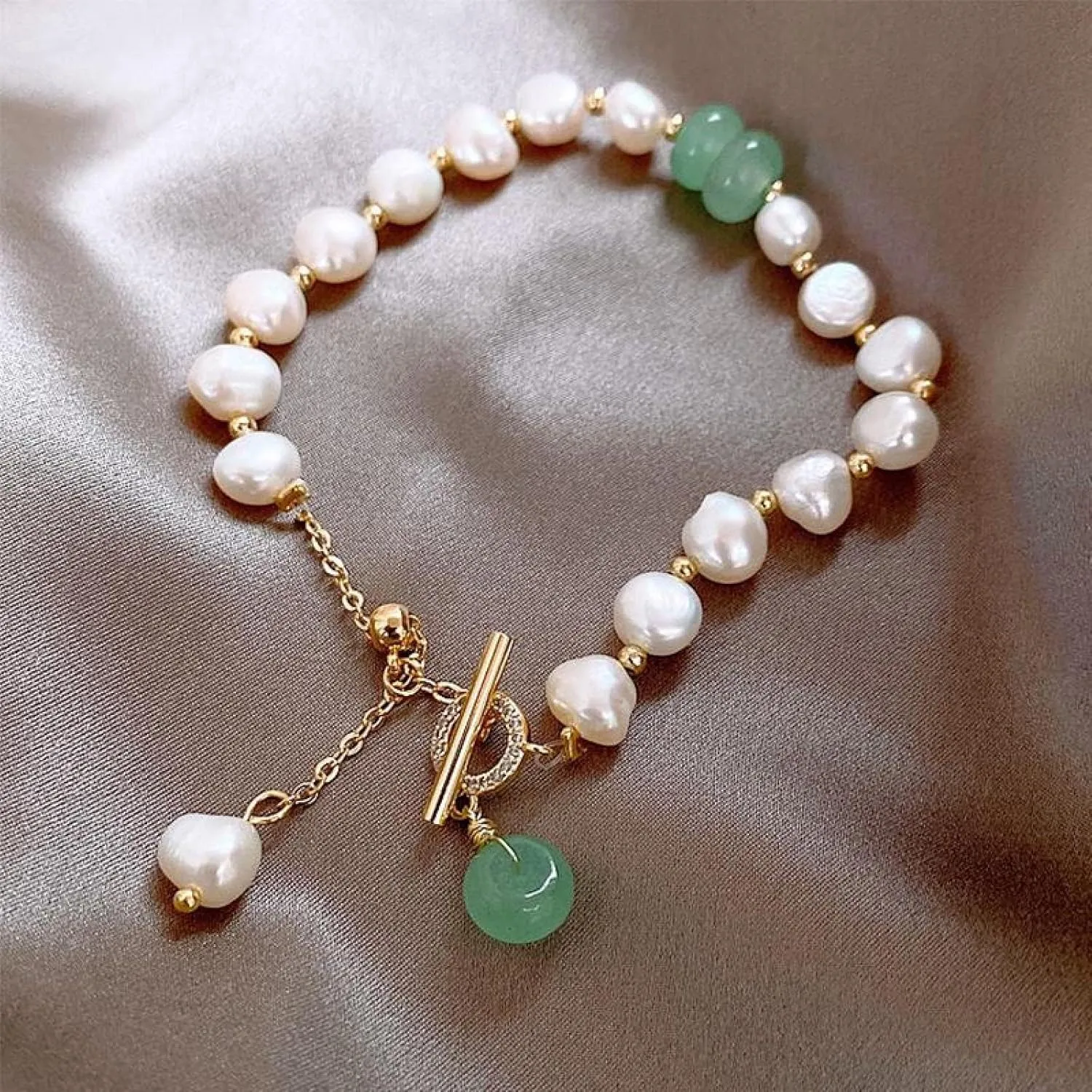 Bracelet Natural Crystal Pearl Bracelets & Bangles Woman Jewelry Beaded Stretch Wrist Chains Female Gift,10