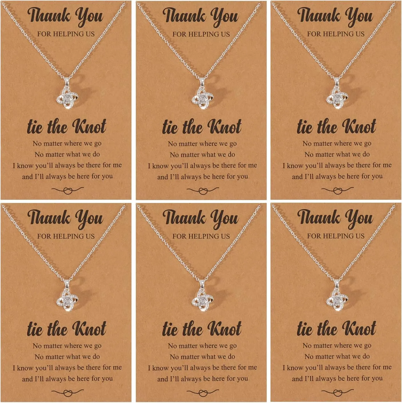 Bridesmaid Gifts Tie the Knot Necklaces for Women's Jewelry 2/4/6/8pcs Bridesmaid Proposal Gifts for Wedding Day