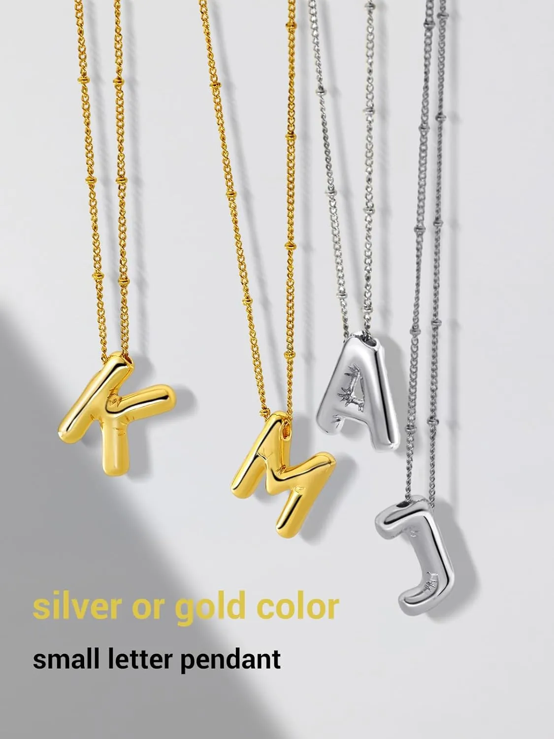 Bubble Initial Necklace Gold Plated Balloon Letter Pendant Trendy Alphabet A-Z Name Jewelry Women's Puff Initials Choker Necklaces Valentines Birthday Gift for Lover