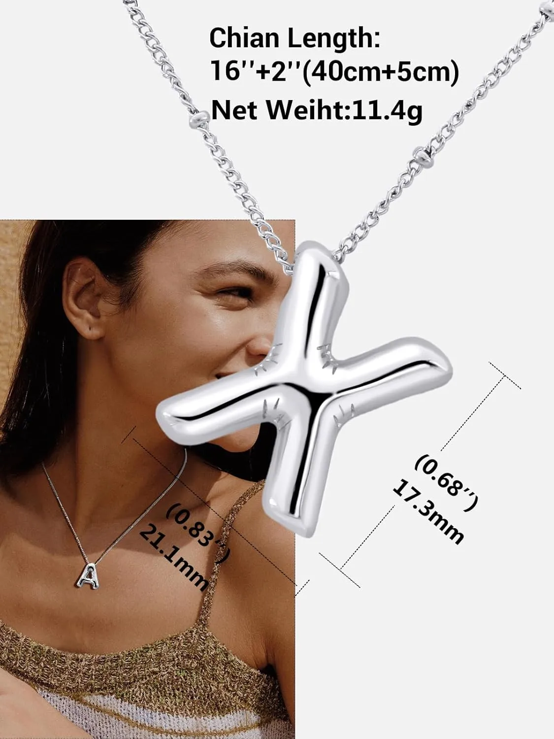 Bubble Initial Necklace Gold Plated Balloon Letter Pendant Trendy Alphabet A-Z Name Jewelry Women's Puff Initials Choker Necklaces Valentines Birthday Gift for Lover