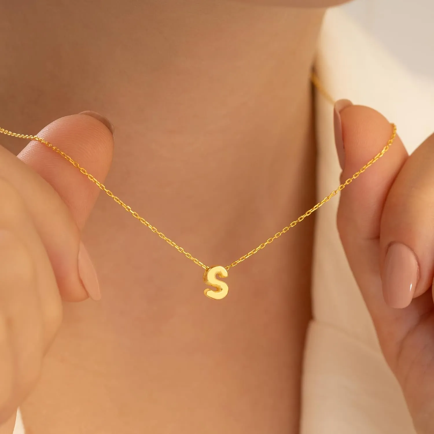Bubble Letter Necklace Gold | Non Tarnish Thin 14K Initial Necklaces for Women Dainty Pendant - Personalized Charm Minimalist Name Jewelry for Teens, Trendy Birthday Gifts, Her, Mom, Sister, Girls