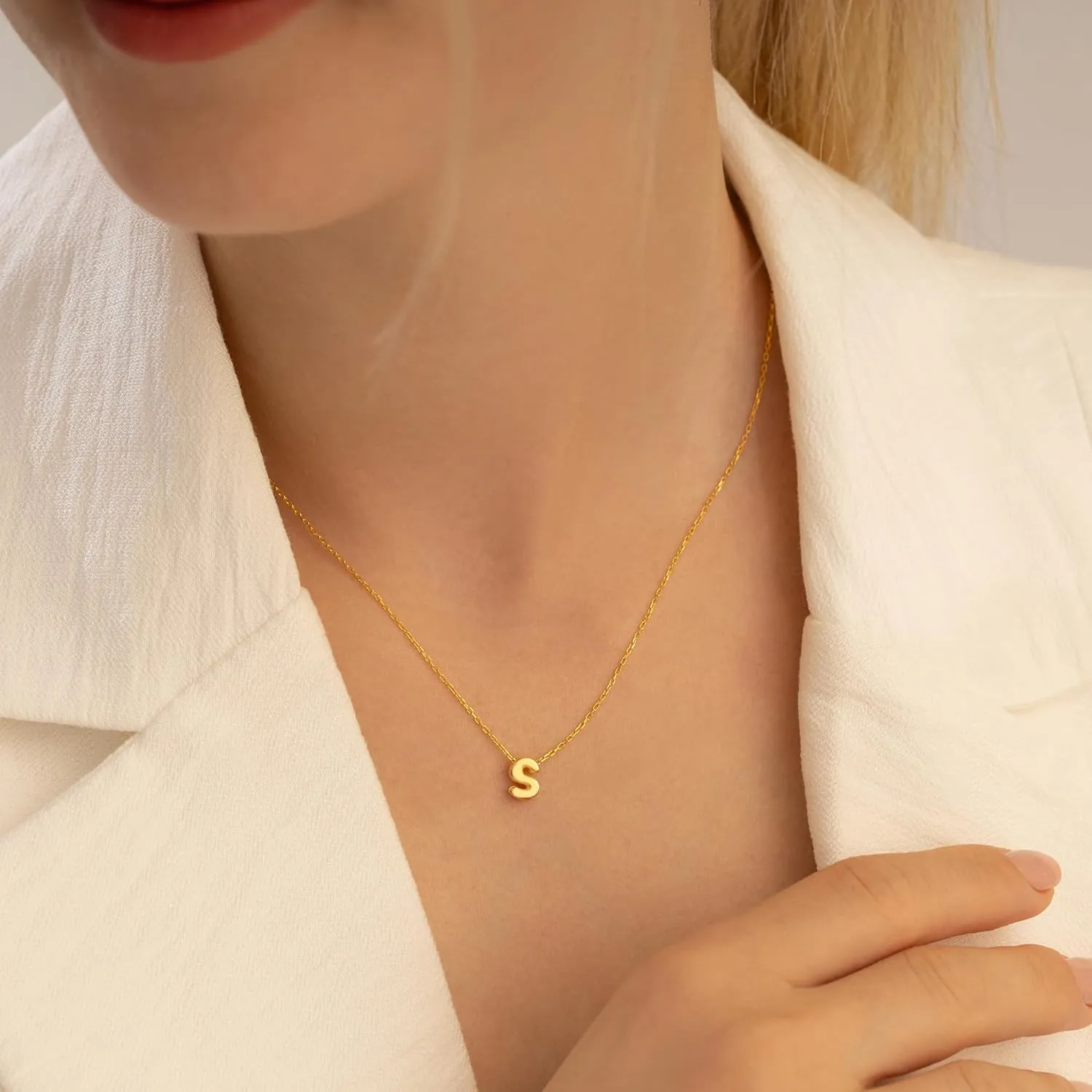 Bubble Letter Necklace Gold | Non Tarnish Thin 14K Initial Necklaces for Women Dainty Pendant - Personalized Charm Minimalist Name Jewelry for Teens, Trendy Birthday Gifts, Her, Mom, Sister, Girls