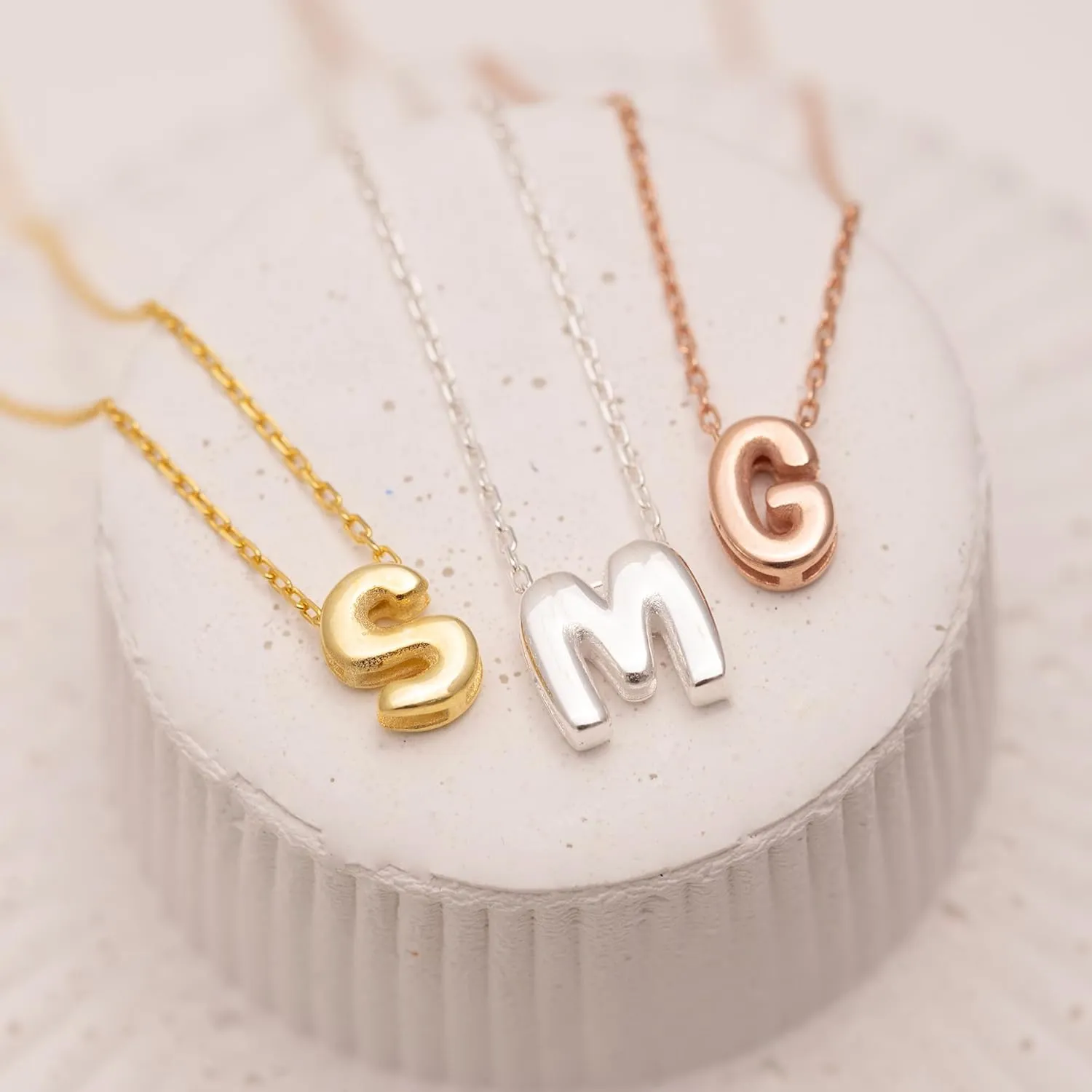 Bubble Letter Necklace Gold | Non Tarnish Thin 14K Initial Necklaces for Women Dainty Pendant - Personalized Charm Minimalist Name Jewelry for Teens, Trendy Birthday Gifts, Her, Mom, Sister, Girls