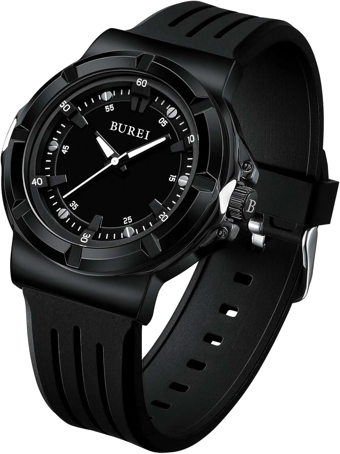 BUREI Waterproof Analog Unisex Watch Japanese Quartz Watch for Women and Men with Easy to Read Time Dial and Breathable Silicone Band Classic Gift for Him/Her