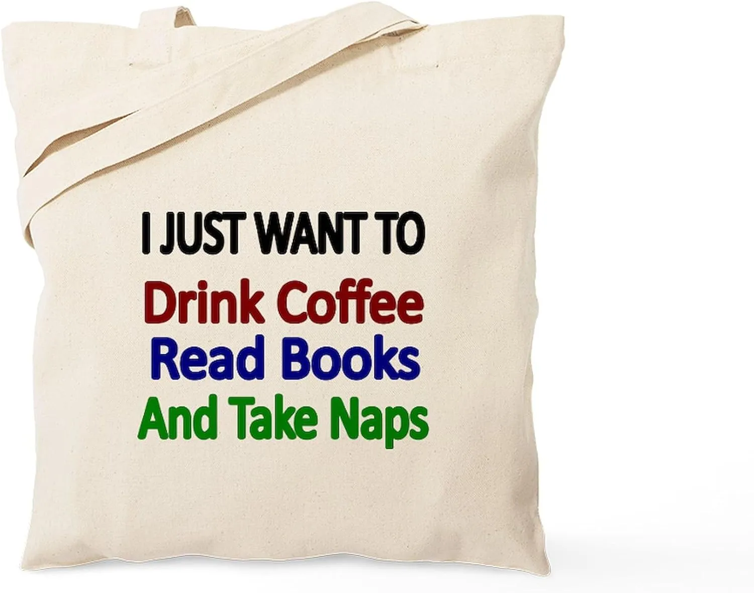 CafePress I Just Want To Drink Coffee,Read Books And Take N Natural Canvas Tote Bag, Reusable Shopping Bag