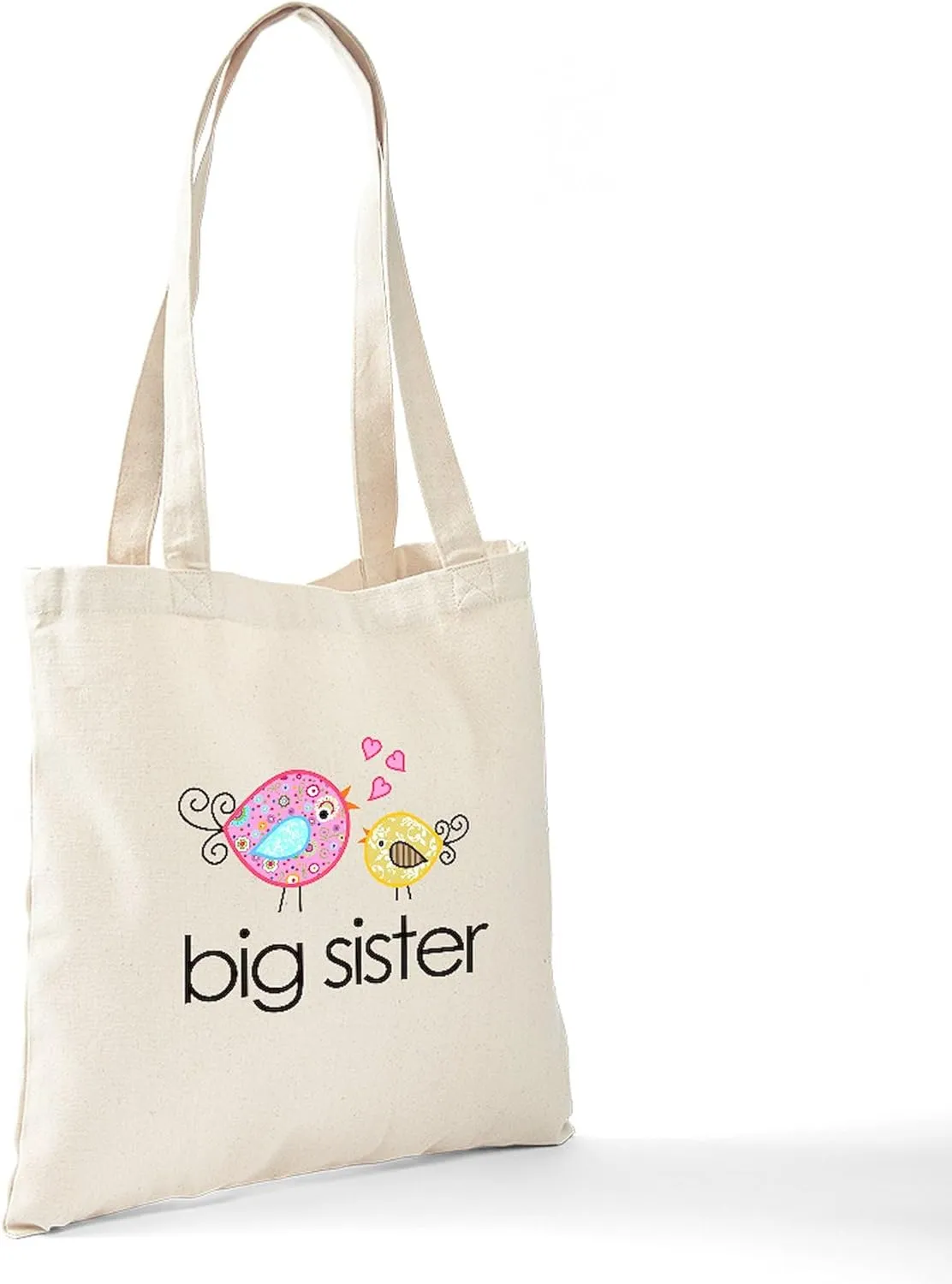 CafePress Whimsy Birds Big Sister Tote Bag Reusable Natural Beige Canvas Shopping Bag