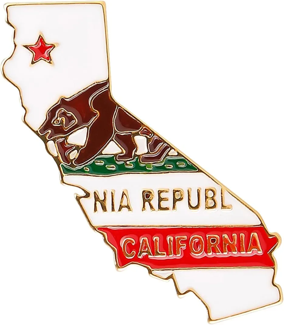 California State Shaped Map Lapel Metal Pin Enamel Brooch Keepsake Beautifully Designed for Backpack Hat