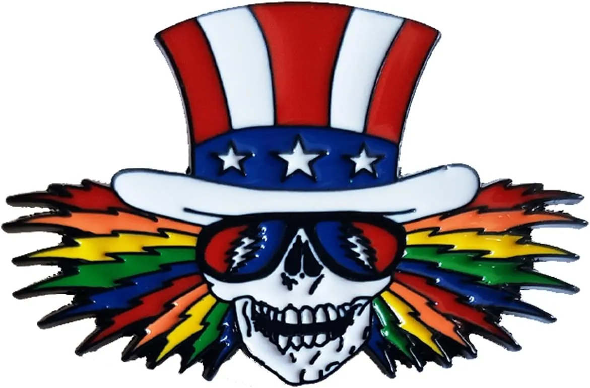 C&D Visionary Grateful Dead Uncle Sam Bolts Metal Lapel Pin, Red, Blue, White, Yellow