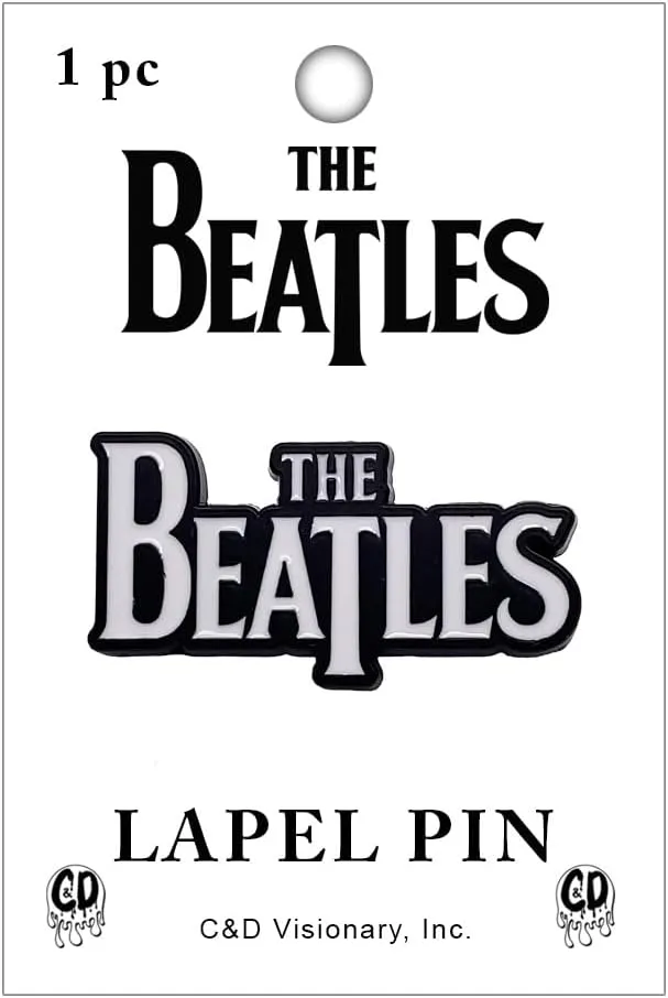 C&D Visionary The Beatles Name Logo Metal Lapel Pin, White, Black