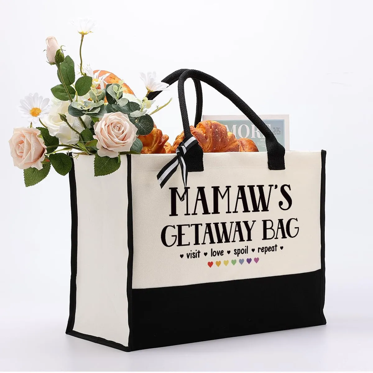 Canvas Bag Gift for Mamaw, Mamaw Gift, Mamaw's Getaway Bag, Cotton Canvas Tote Bag, Shoulder Beach Bag, Reusable Shopping Bag, Women Canvas Bag Gift, Birthday Mother's Day Gift for Mom Grandma