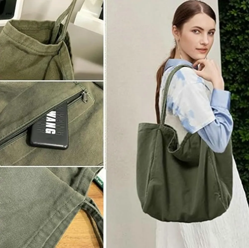 Canvas Tote Bag for Women Large Hobo Shoulder Bag Underarm Tote Handbags Purse Casual Message Bag for Work Travel 2025