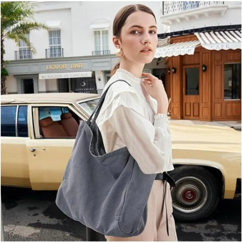 Canvas Tote Bag for Women Large Hobo Shoulder Bag Underarm Tote Handbags Purse Casual Message Bag for Work Travel 2025