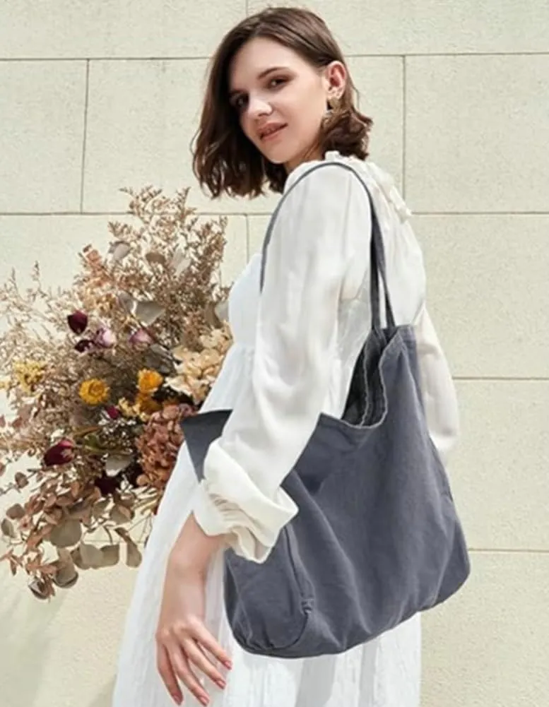Canvas Tote Bag for Women Large Hobo Shoulder Bag Underarm Tote Handbags Purse Casual Message Bag for Work Travel 2025