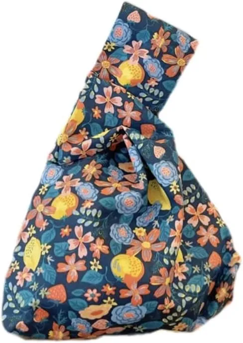 Chezi Women's Japanese Style Floral Knot Bag Small Size