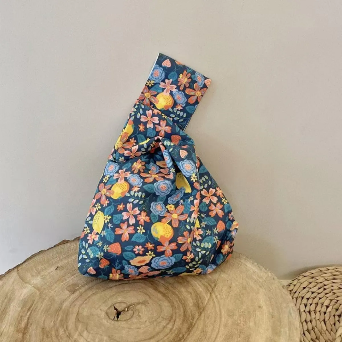 Chezi Women's Japanese Style Floral Knot Bag Small Size