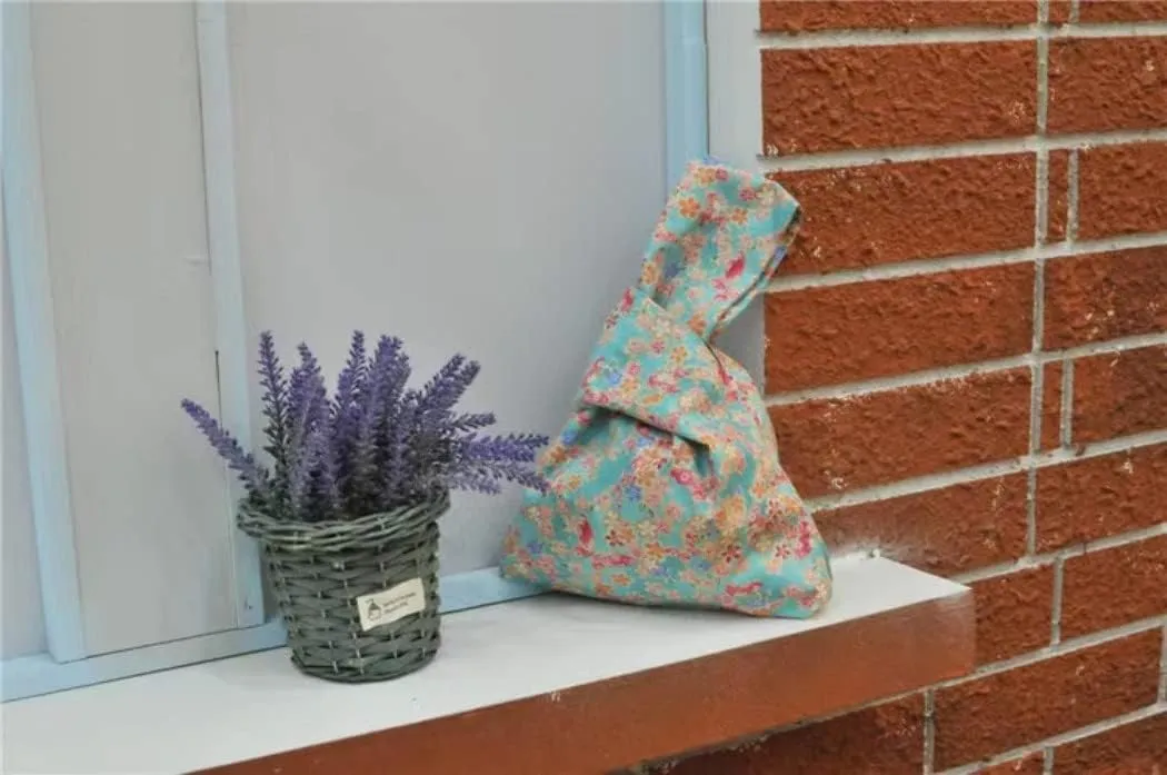 Chezi Women's Japanese Style Floral Knot Bag Small Size
