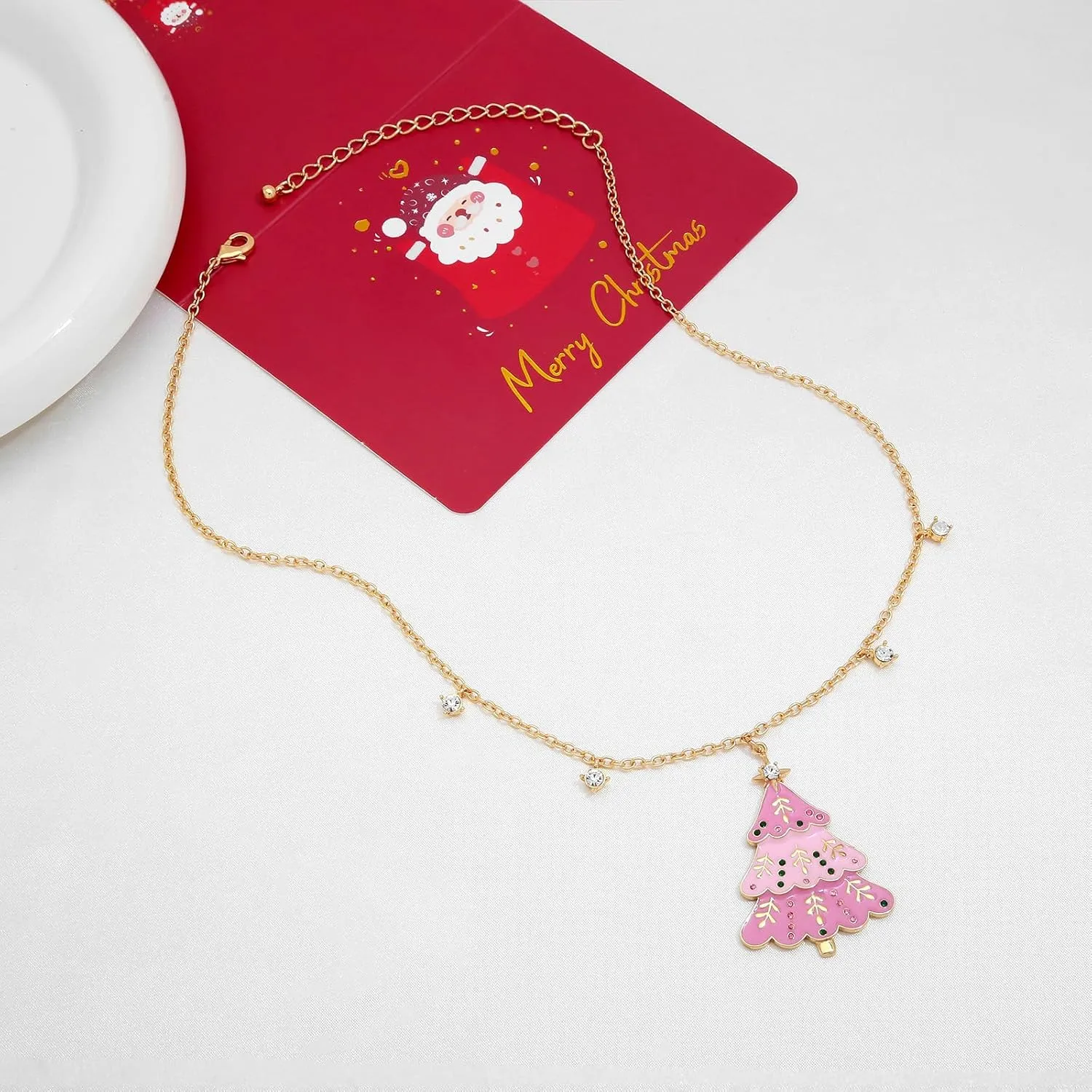 Christmas Necklaces for Women Colorful Light Bulb Necklace Christmas Tree Pendant Necklace Cute Xmas Reindeer Charm Necklaces Holiday Jewelry