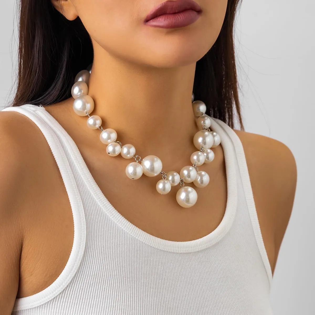 Chunky Ball Necklace for Women Ball Choker Necklace Large Exaggerated Chunky Chain Jewelry