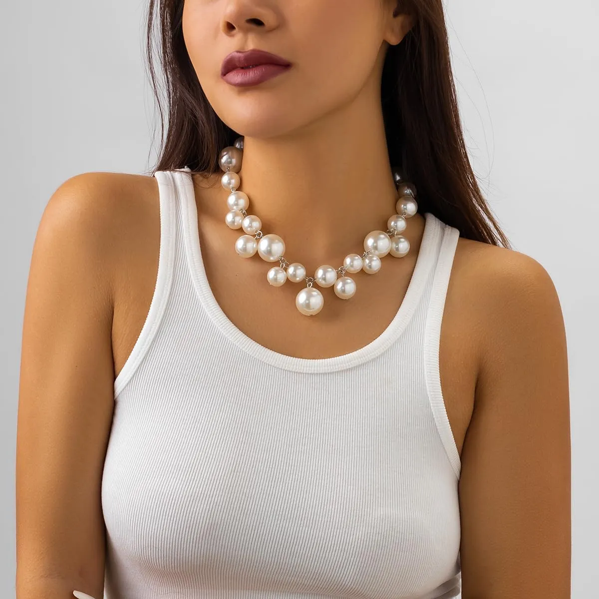 Chunky Ball Necklace for Women Ball Choker Necklace Large Exaggerated Chunky Chain Jewelry