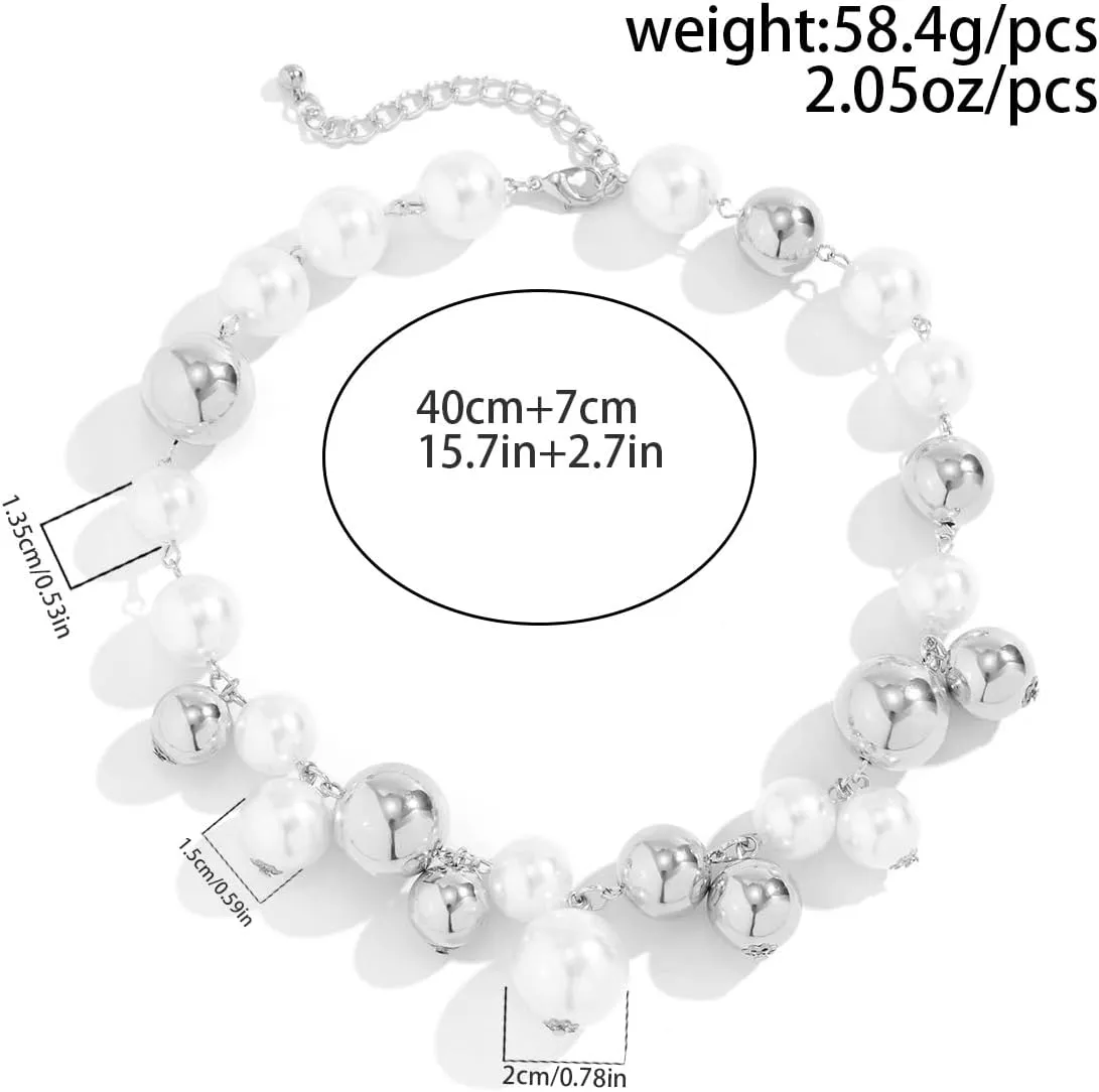 Chunky Ball Necklace for Women Ball Choker Necklace Large Exaggerated Chunky Chain Jewelry