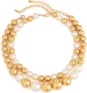 Chunky Bead Choker Necklaces for Women, Dainty Big Beaded Faux Pearl Choker Necklaces Jewelry for Women Gifts