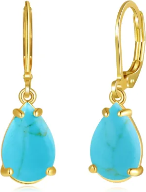 CiNily Leverback Dangle Drop Earrings for Women Girls 14K White/Gold Plated Teardrop Earrings Cubic Zircon Hanging Lever Earrings Fashion Graduation Party Weddings Jewelry Gifts