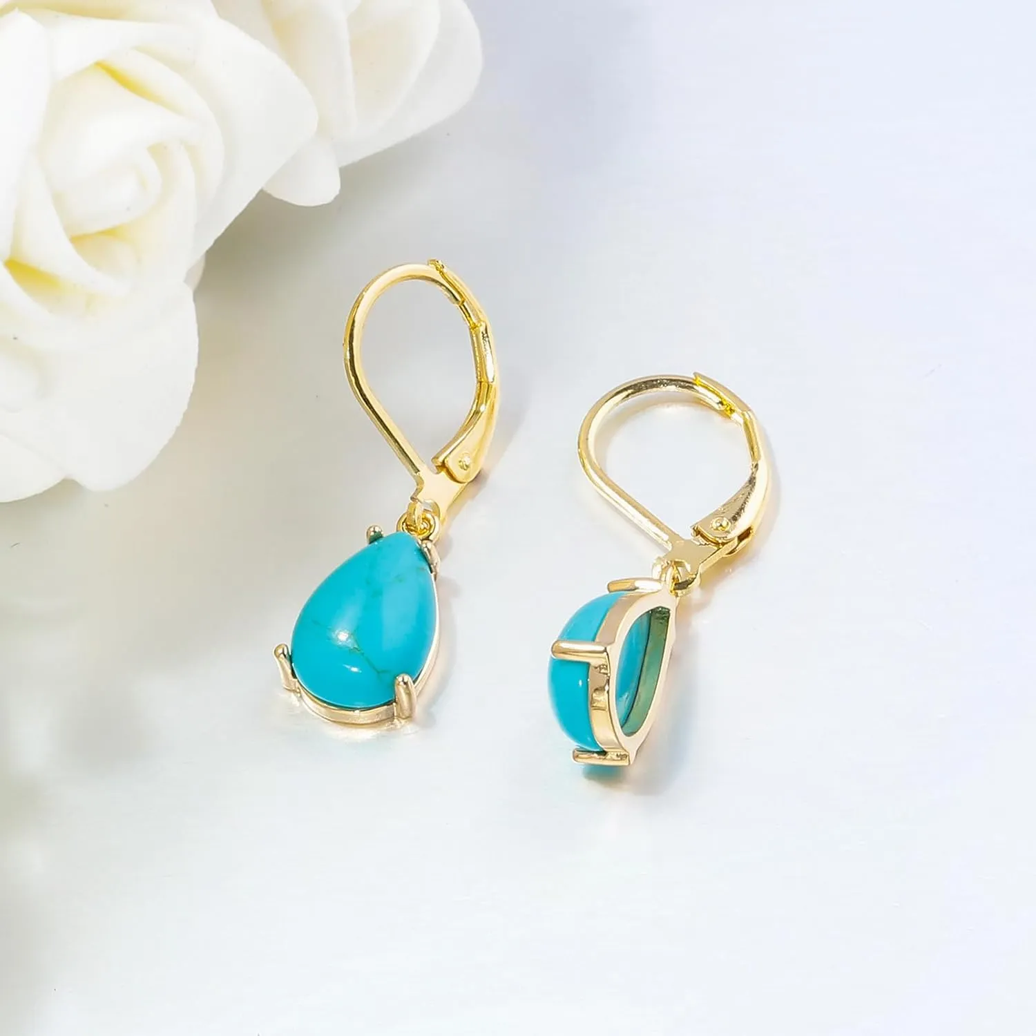 CiNily Leverback Dangle Drop Earrings for Women Girls 14K White/Gold Plated Teardrop Earrings Cubic Zircon Hanging Lever Earrings Fashion Graduation Party Weddings Jewelry Gifts