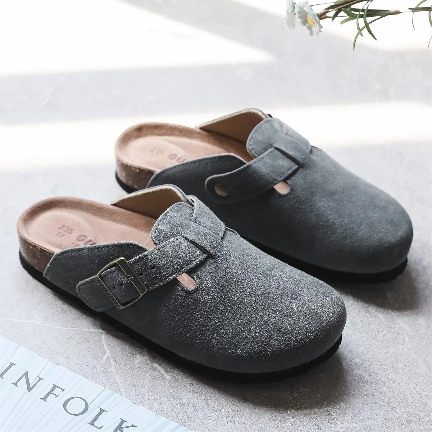 Clogs For Women, Womens Clogs And Mules House Slipers With Arch Support And Adjustable Buckle