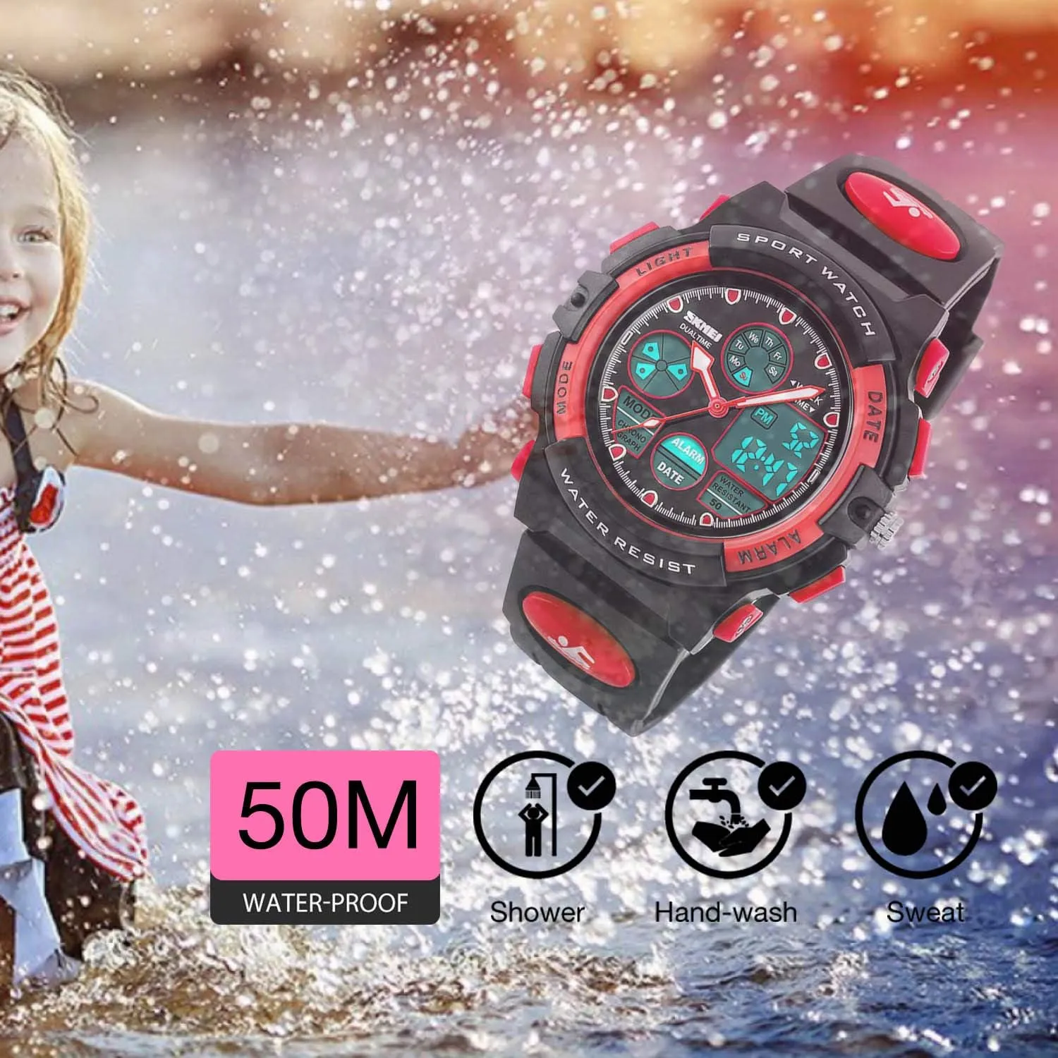 cofuo Kids Digital Sport Watch, Boys Girls Waterproof Sports Outdoor Watches Children Casual Electronic Analog Quartz Wrist Watches with Alarm Stopwatch