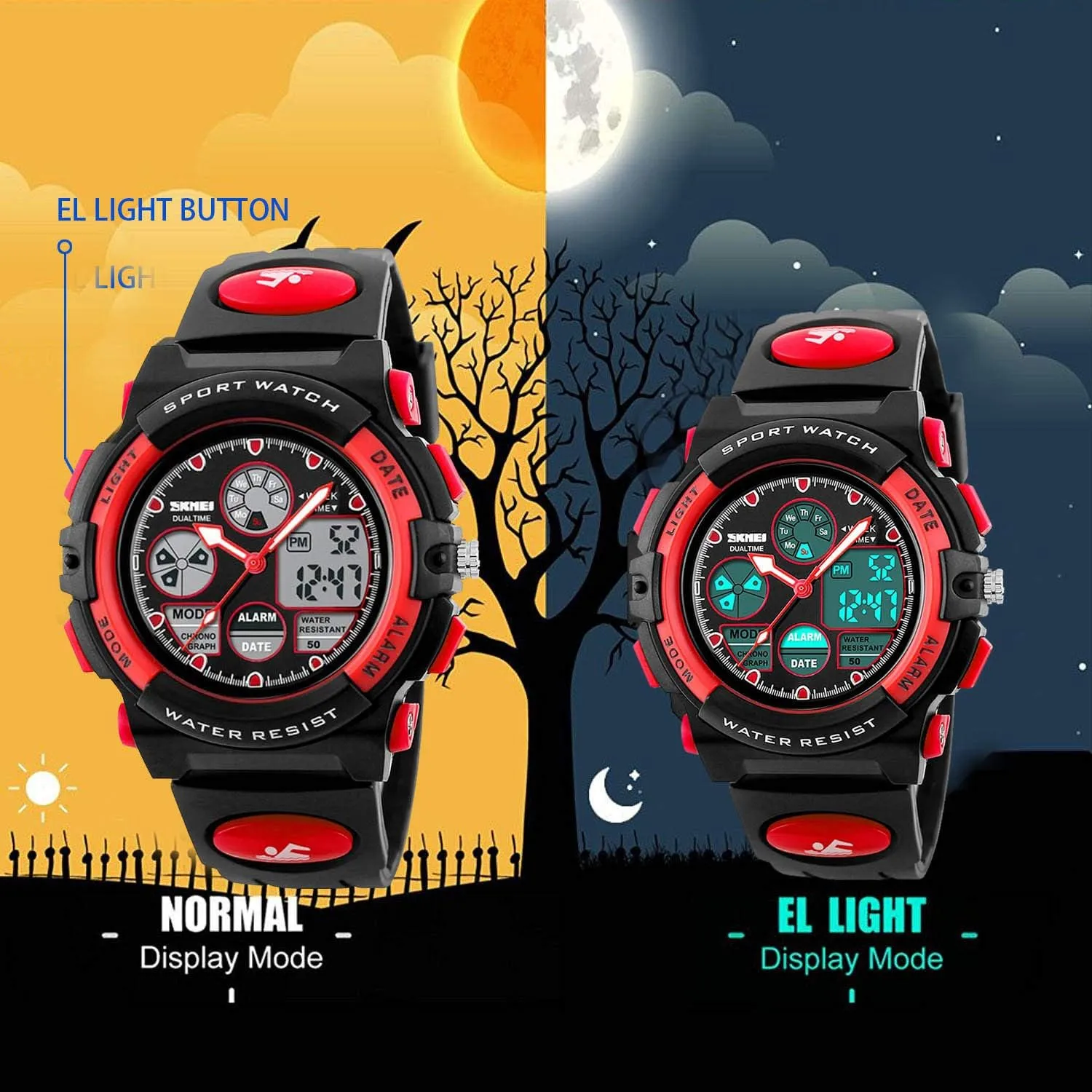 cofuo Kids Digital Sport Watch, Boys Girls Waterproof Sports Outdoor Watches Children Casual Electronic Analog Quartz Wrist Watches with Alarm Stopwatch