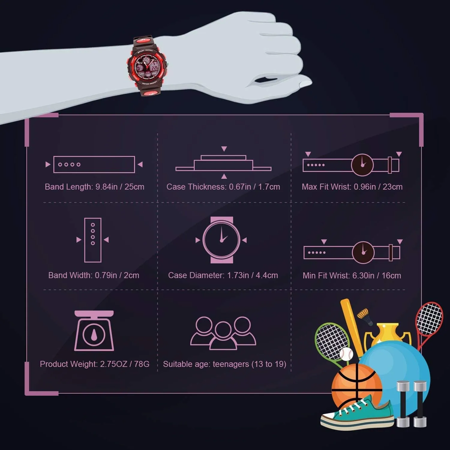 cofuo Kids Digital Sport Watch, Boys Girls Waterproof Sports Outdoor Watches Children Casual Electronic Analog Quartz Wrist Watches with Alarm Stopwatch