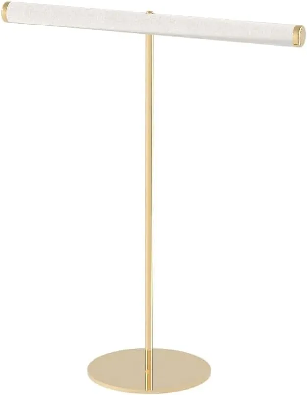 Coward T-Bar Necklace Organizer Stand, Velvet Necklace Bracelet Holder Stand with Metal Base, Hanging Jewelry Display Organizer for Women Girls (Gold 1.6mm thickness tube)