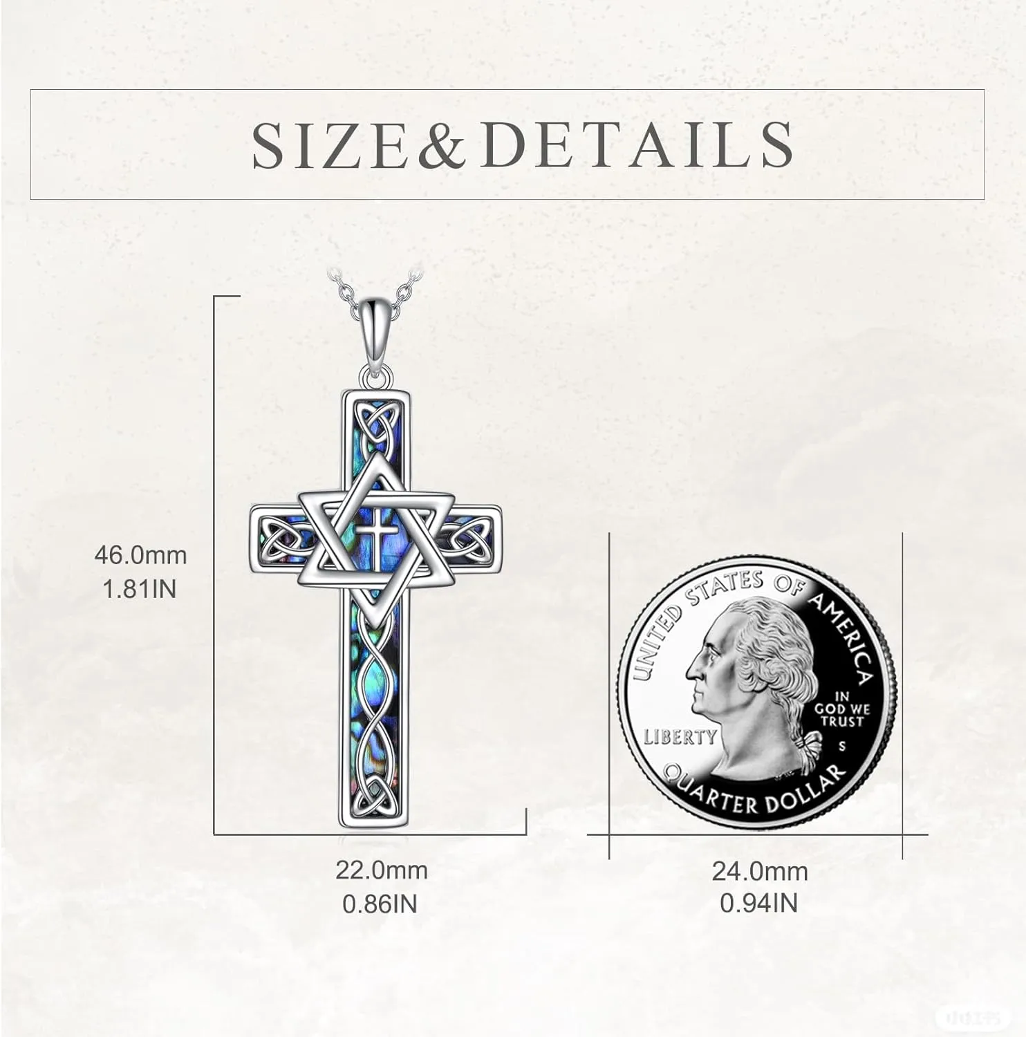 CRMAD Star of David Necklaces for Women Men Sterling Silver Cross/Chai/Celtic Abalone Shell Necklaces Gifts