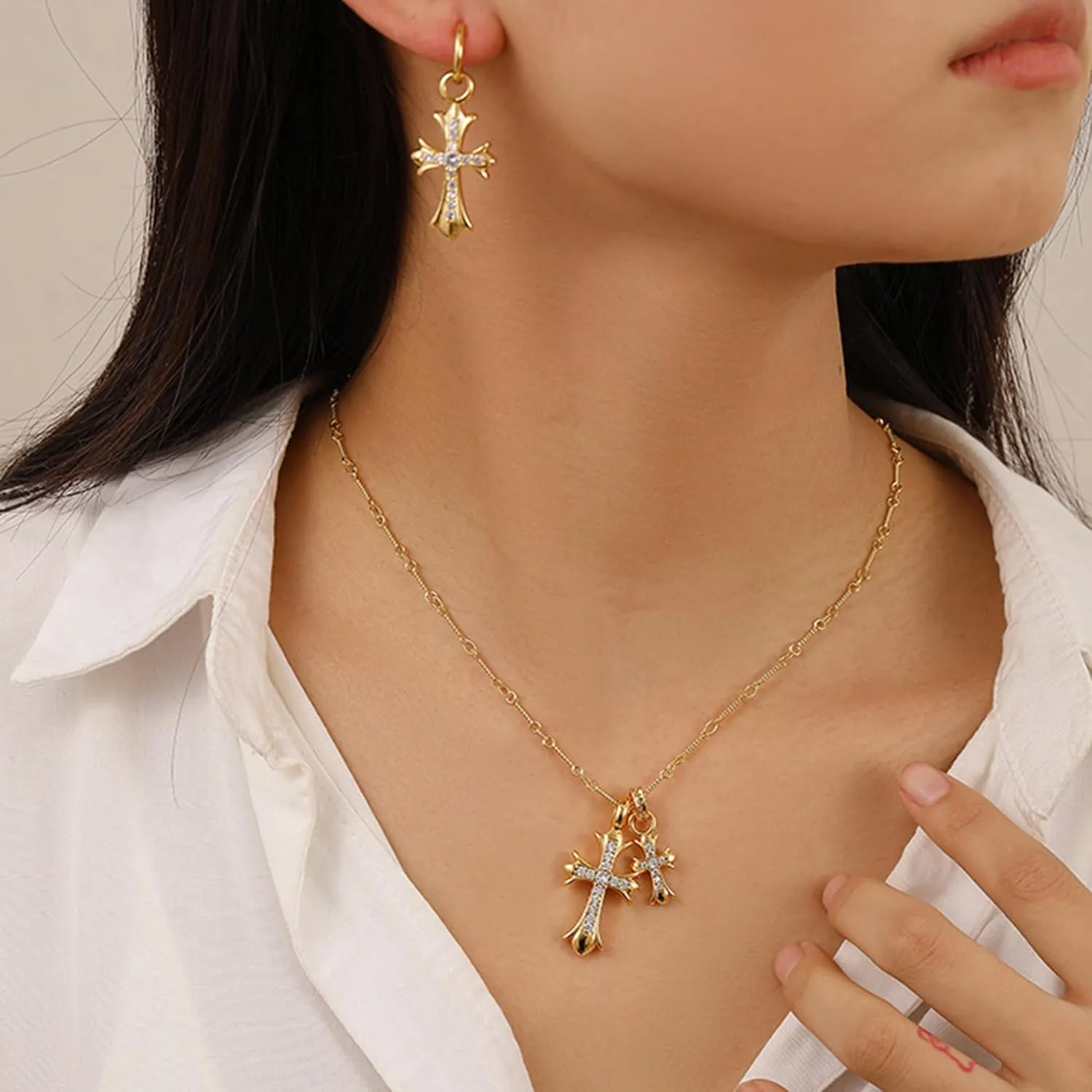 Cross Necklaces for Women - Dainty Cross Necklace 14k Gold Plated Necklace Simple Gold Charm Jewelry For Women Gift