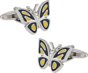 Cuff-Daddy Butterfly Cufflinks - Blue Yellow with Presentation Box