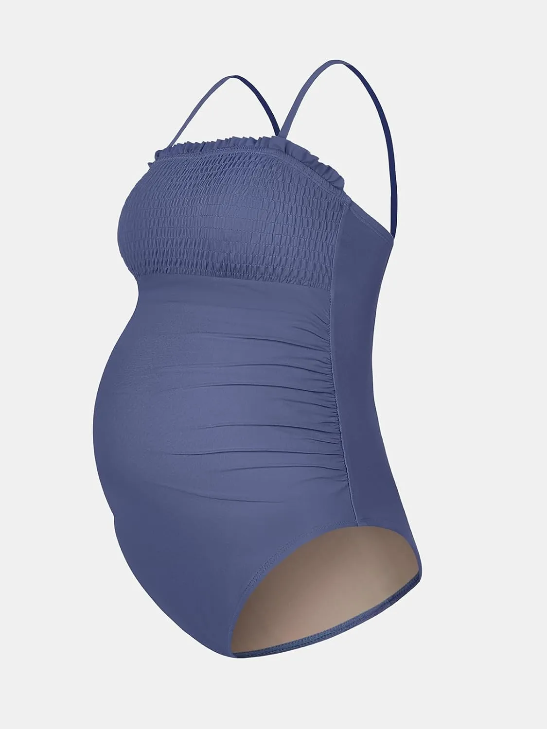 CUPSHE Women's One Piece Swimsuit Maternity Bathing Suit Pregnancy Square Neck Ruffled Smocked Ruched Crisscross Back Tie